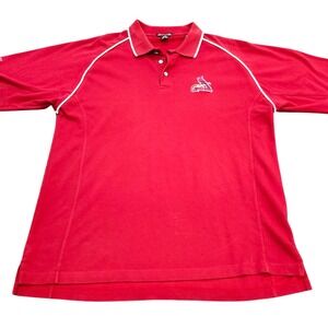 St Louis Cardinals MLB Polo Shirt Antigua Mens Red Short Sleeve Size Large